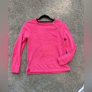 Lilly Pulitzer Luxletic Pink Long Sleeve Top Shirt XS Gold Button Detail
